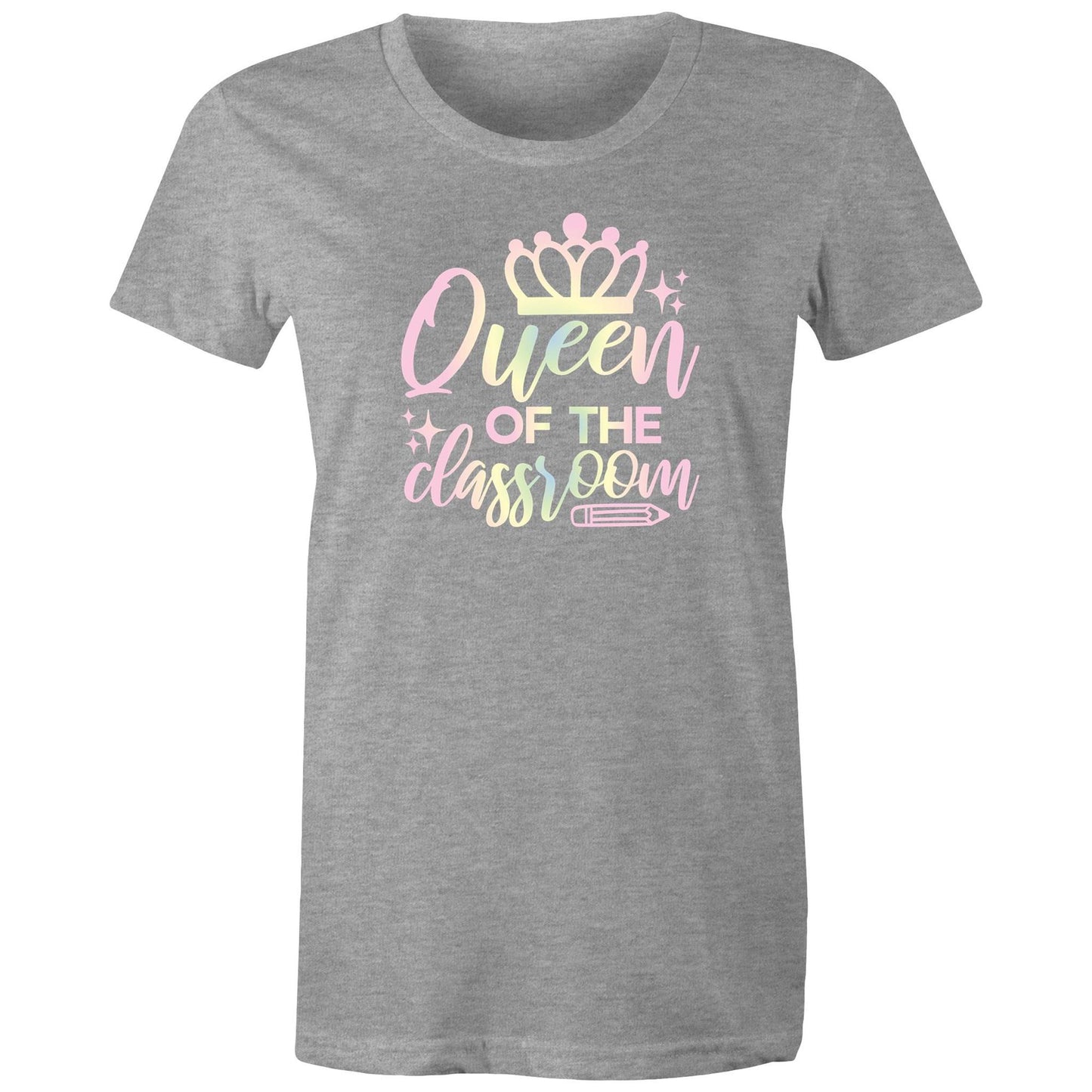 Queen Of The Classroom Womens T-Shirt - Grey Marle