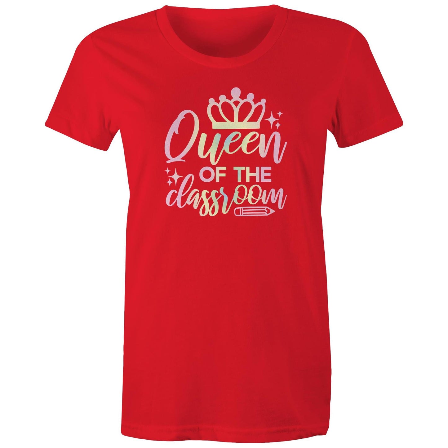 Womens Queen Of The Classroom Tee - Red