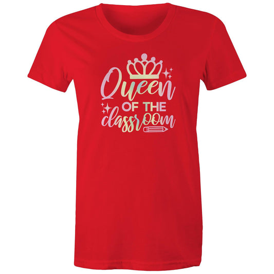 Womens Queen Of The Classroom Tee - Red